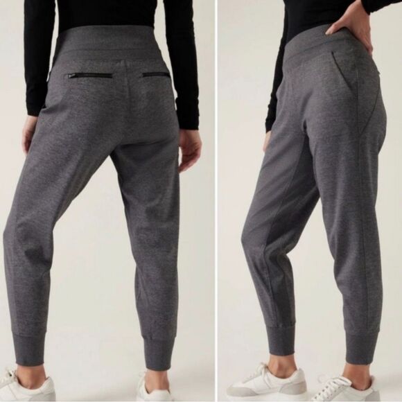 Athleta Venice Jogger Heathered Grey Size XS High Rise Pants Pockets Travel EUC - Picture 4 of 10